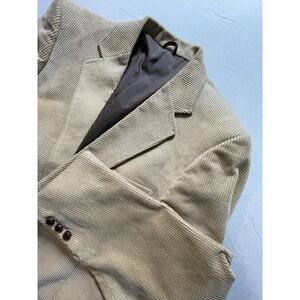 Sears Roebuck Co Corduroy Wide Wale Men's Sports Coat Blazer Tan Short 44 W